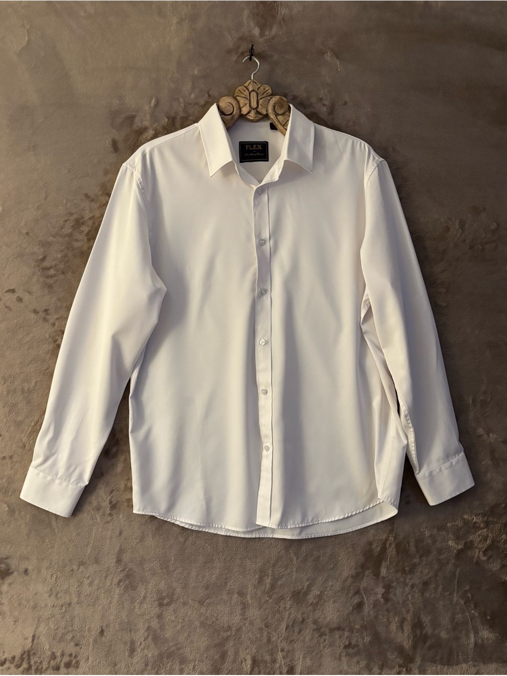 FLEX Men's White Long-Sleeve Dress Shirt L